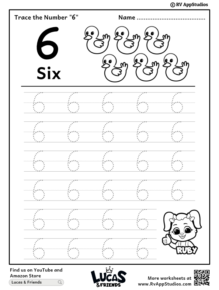 Trace number worksheet for free for kids