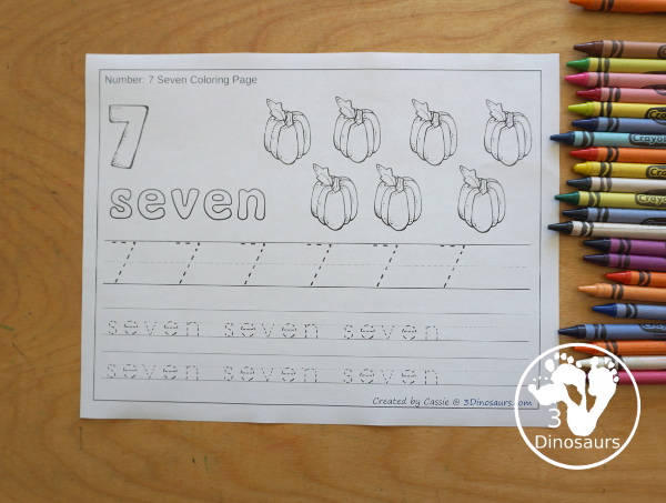 Free pumpkin number color tracing printable numbers to dinosaurs