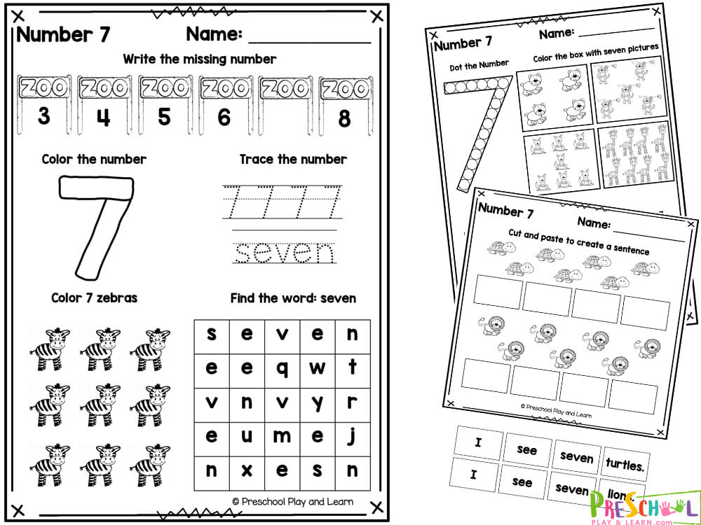 Free printable number worksheets for preschool