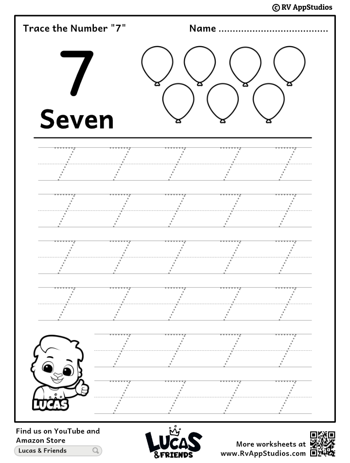 Trace number worksheet for free for kids