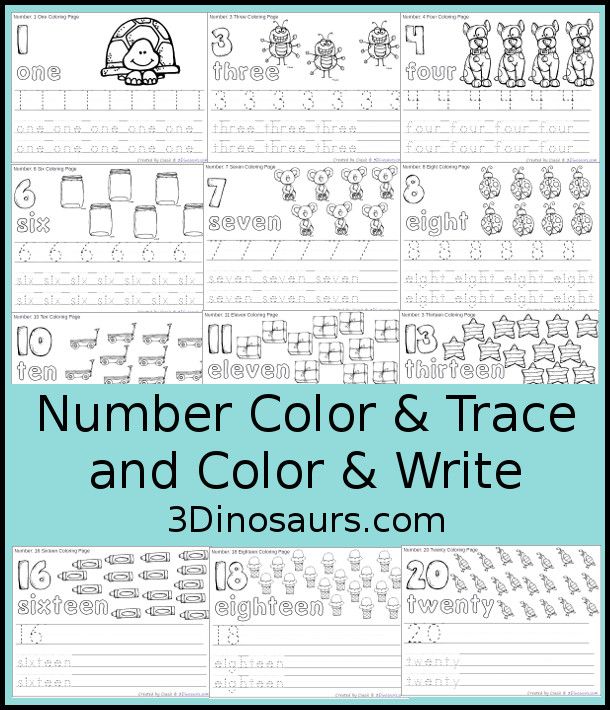 Free number coloring tracing printable