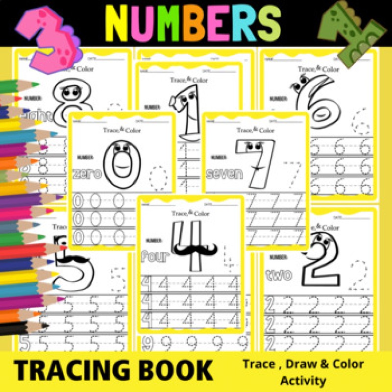 Numbers tracing coloring pages