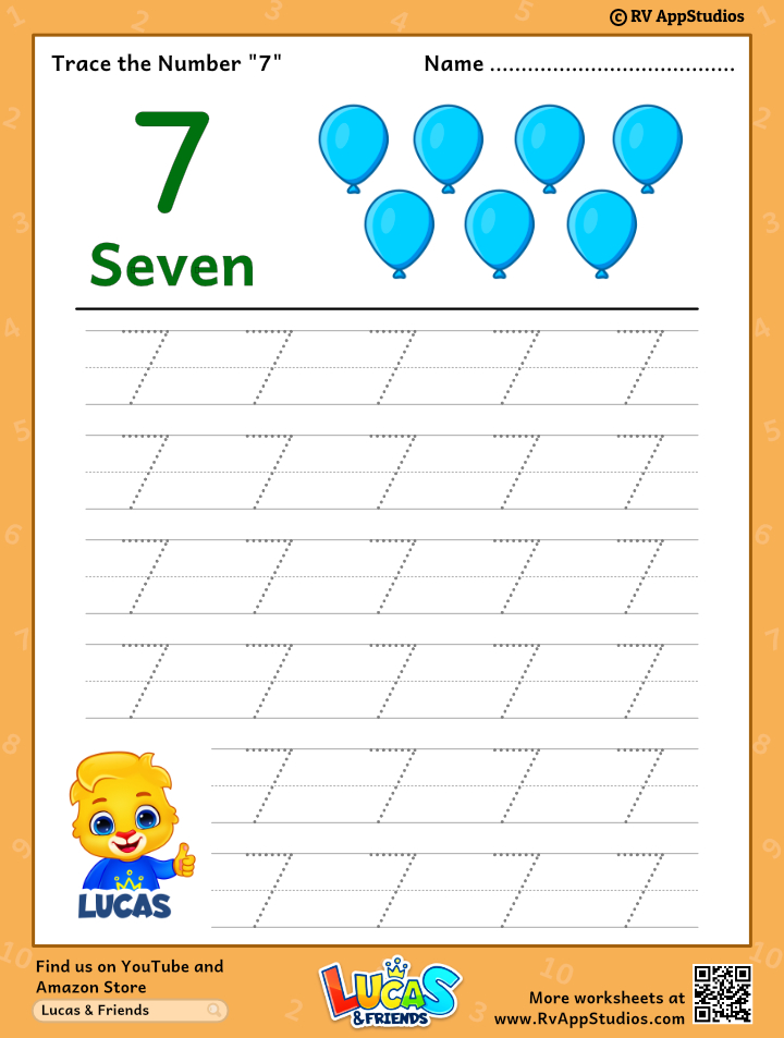 Trace number worksheet for free for kids