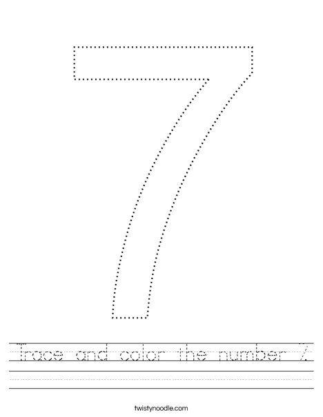 Trace and color the number worksheet