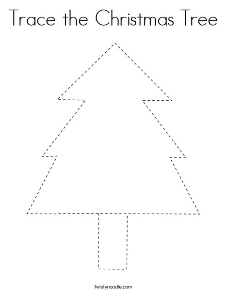 Trace the christmas tree coloring page