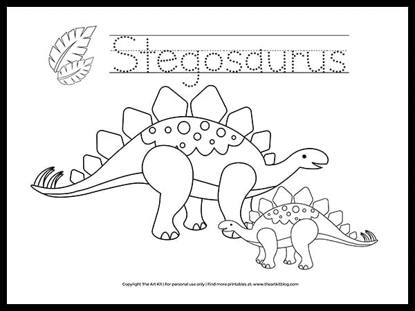 Free stegosaurus dinosaur coloring page printable â the art kit