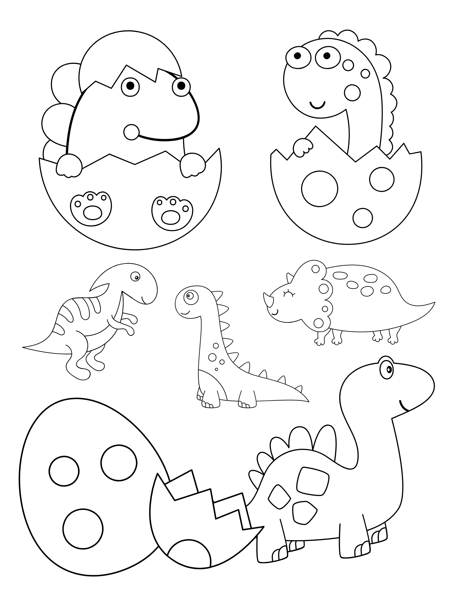 Free printable cute dinosaur coloring pages