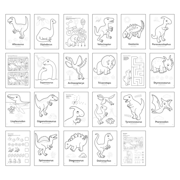 Dinosaurs colouring book with stickers only