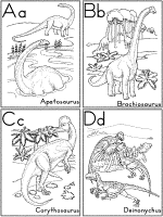 Dinosaurs and extinct animals alphabet coloring pages and handwriting worksheets