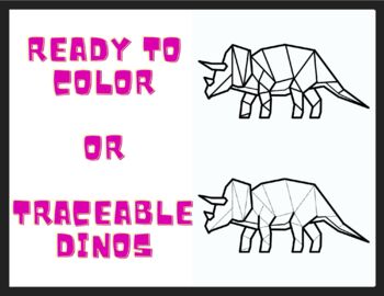 Geometric dinosaur tracing and coloring pages by awesome art activities