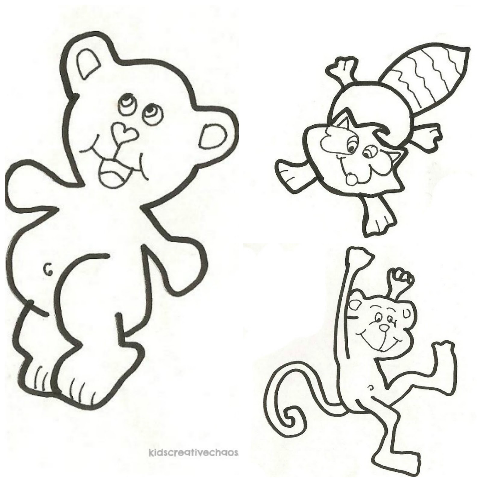 Trace cute animals to learn to draw or use as free printable coloring sheet