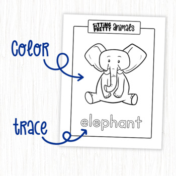 Cute animals with traceable names coloring pages kindergarten toddler preschool