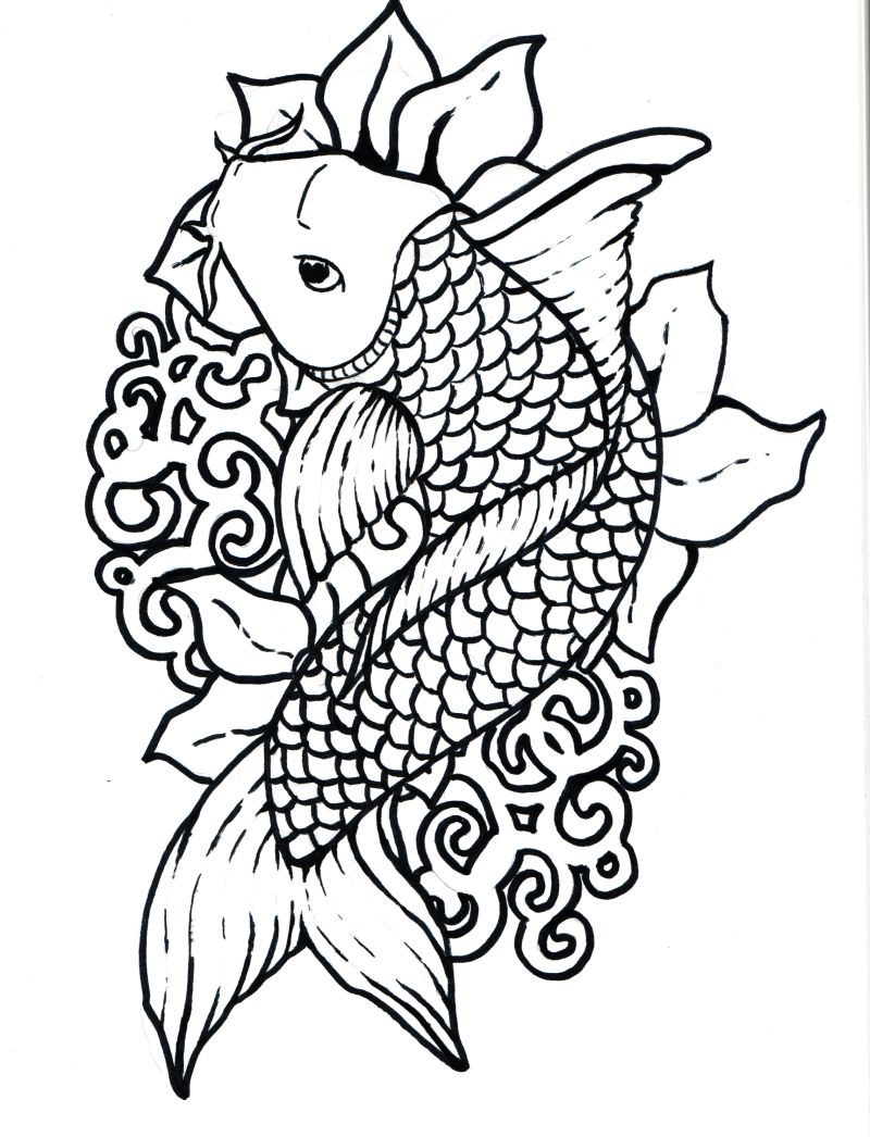 Koi fish lineart by sehquethel on