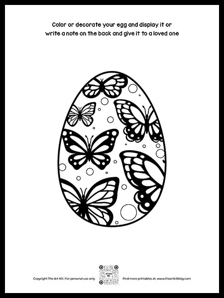 Free printable butterfly easter egg coloring page â the art kit