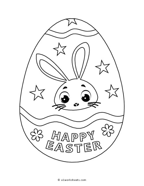 Free printable happy easter egg bunny coloring page for kids