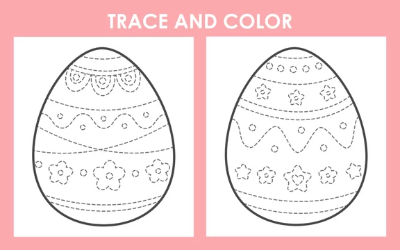 Coloring book page trace and color practice of handwriting easter eggs with floral ornament antistress for children and adults tracing lines with with beautiful elements vector illustration vector