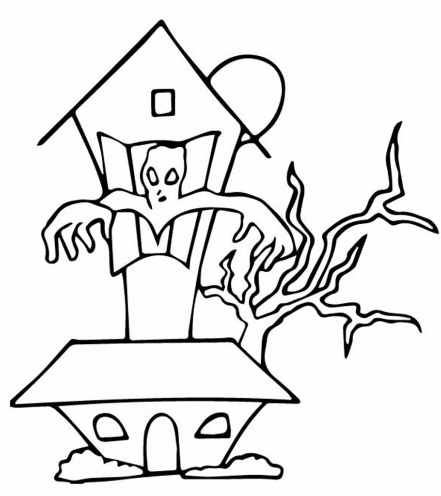 Top free printable haunted house coloring pages online