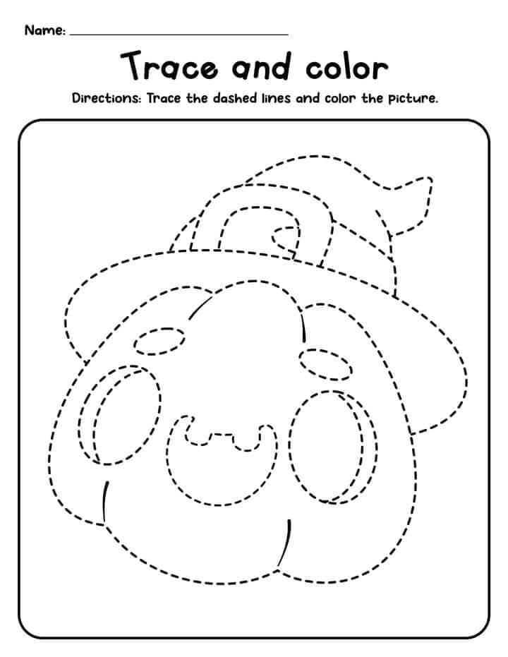 Halloween tracing coloring pages