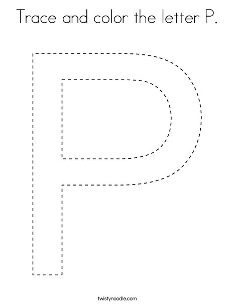 Trace and color the letter p coloring page