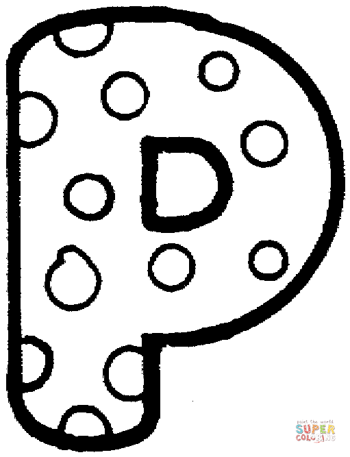 Letter p with polka dot coloring page free printable coloring pages