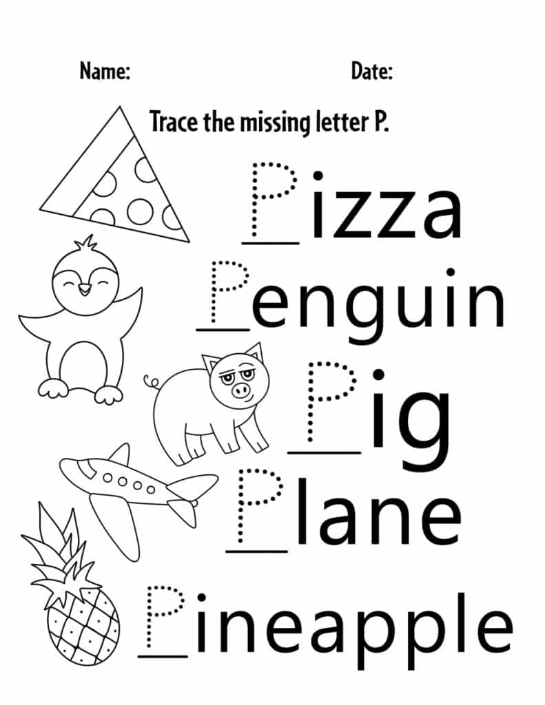 Free letter p worksheets for preschool â the hollydog blog