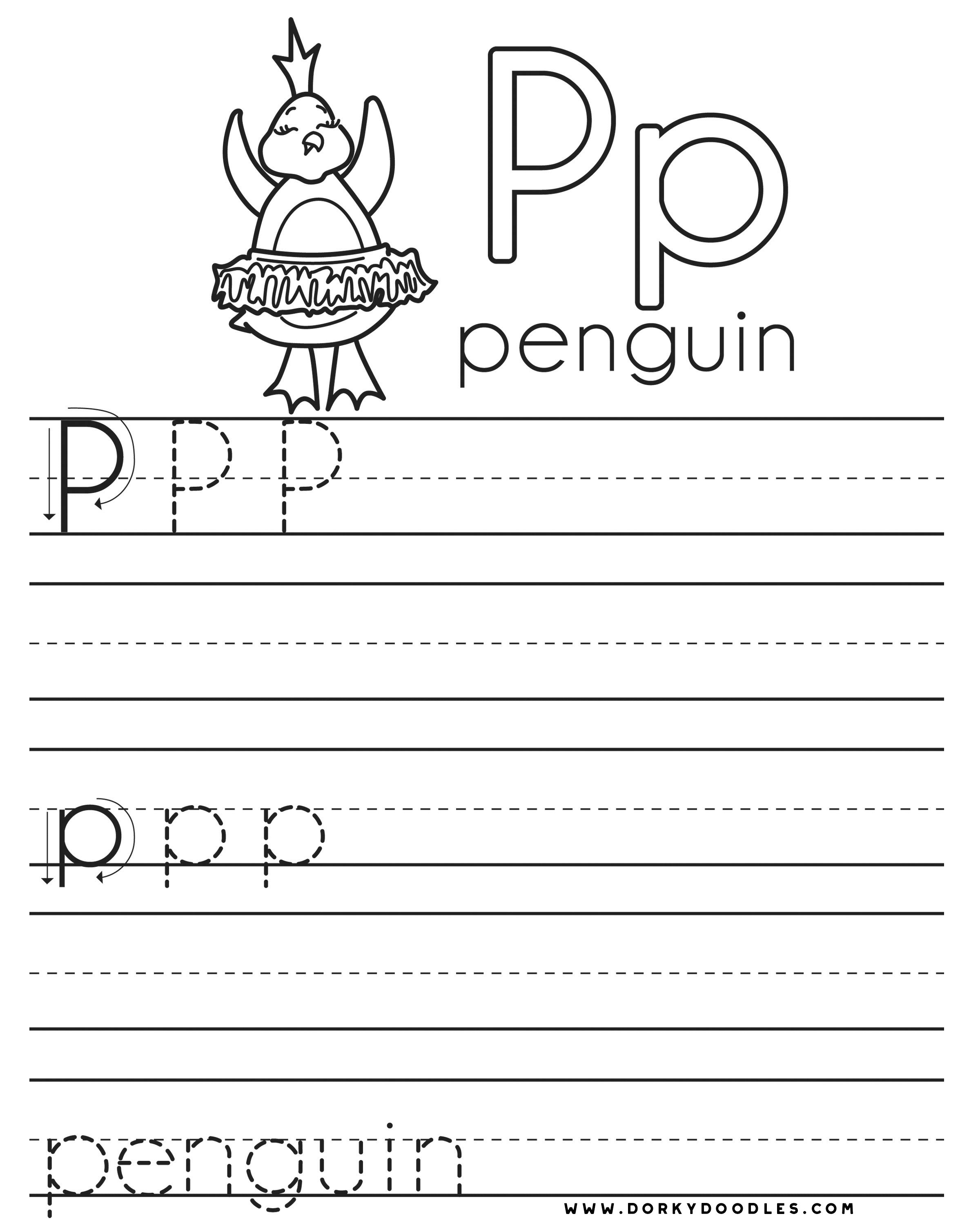 Letter practice p worksheets â dorky doodles