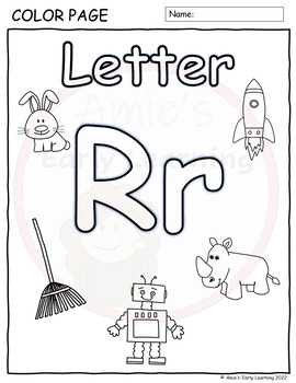 Alphabet letter r tracing writing recognition worksheets printable or centers