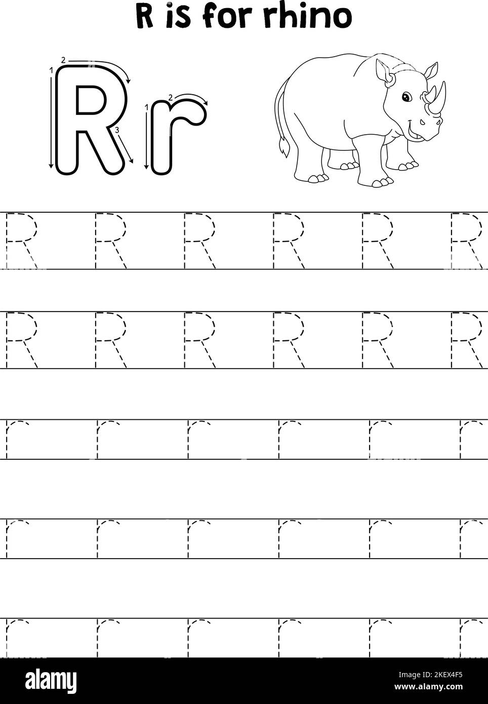 Tracing letter r hi