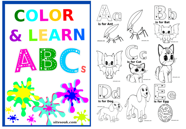 Color and learn trace alphabets color animalsobjectsmake education an exciting adventure coloring book for free rsitesouk