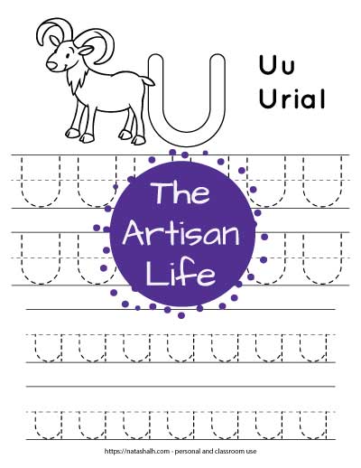 Free printable letter u tracing worksheet teach your preschooler the alphabet