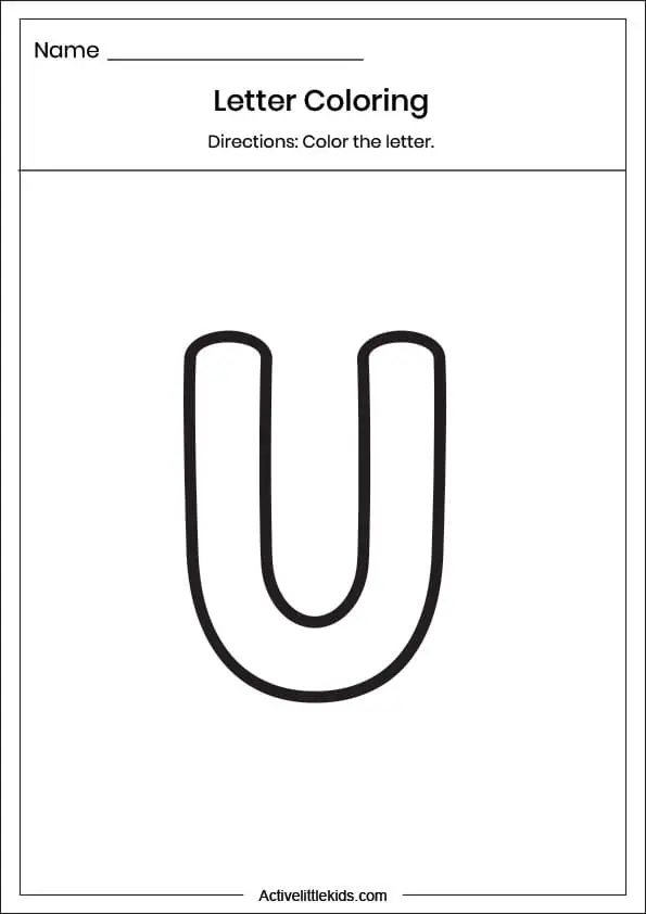 Free letter u worksheets for kindergarten