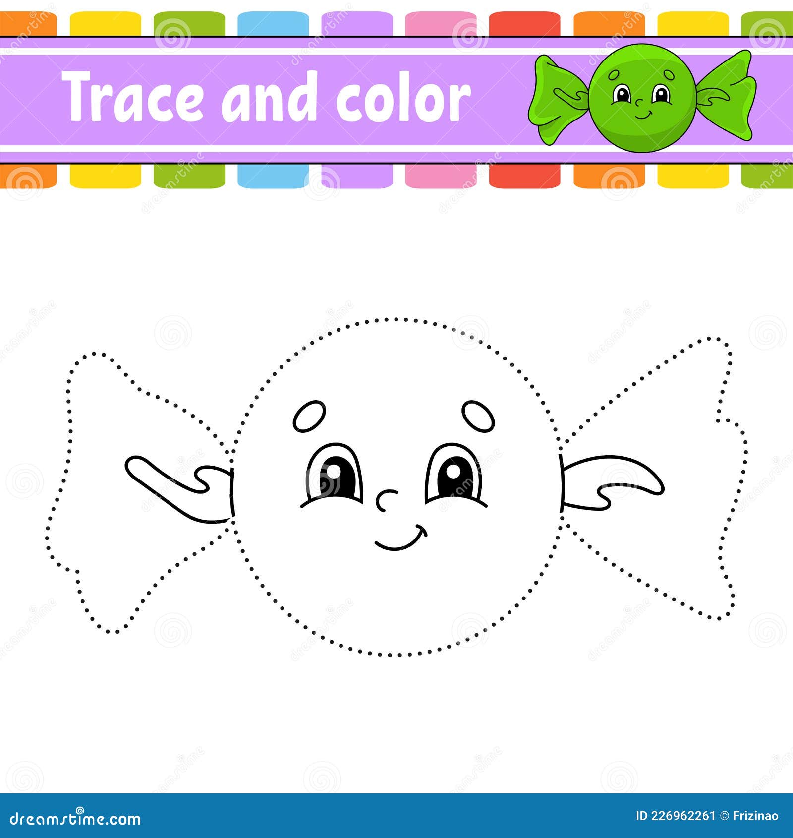 Trace and color birthday theme coloring page for kids handwriting practice education developing worksheet activity page stock vector