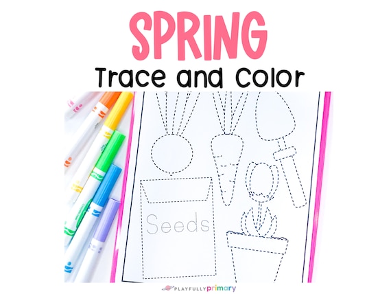 Spring tracing worksheets spring coloring pages for kids spring fine motor activities for preschool kindergarten homeschool