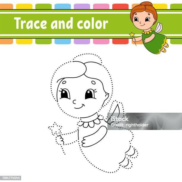 Trace and color coloring page for kids handwriting practice education developing worksheet activity page game for toddler and preschoolers isolated vector illustration cartoon style stock illustration