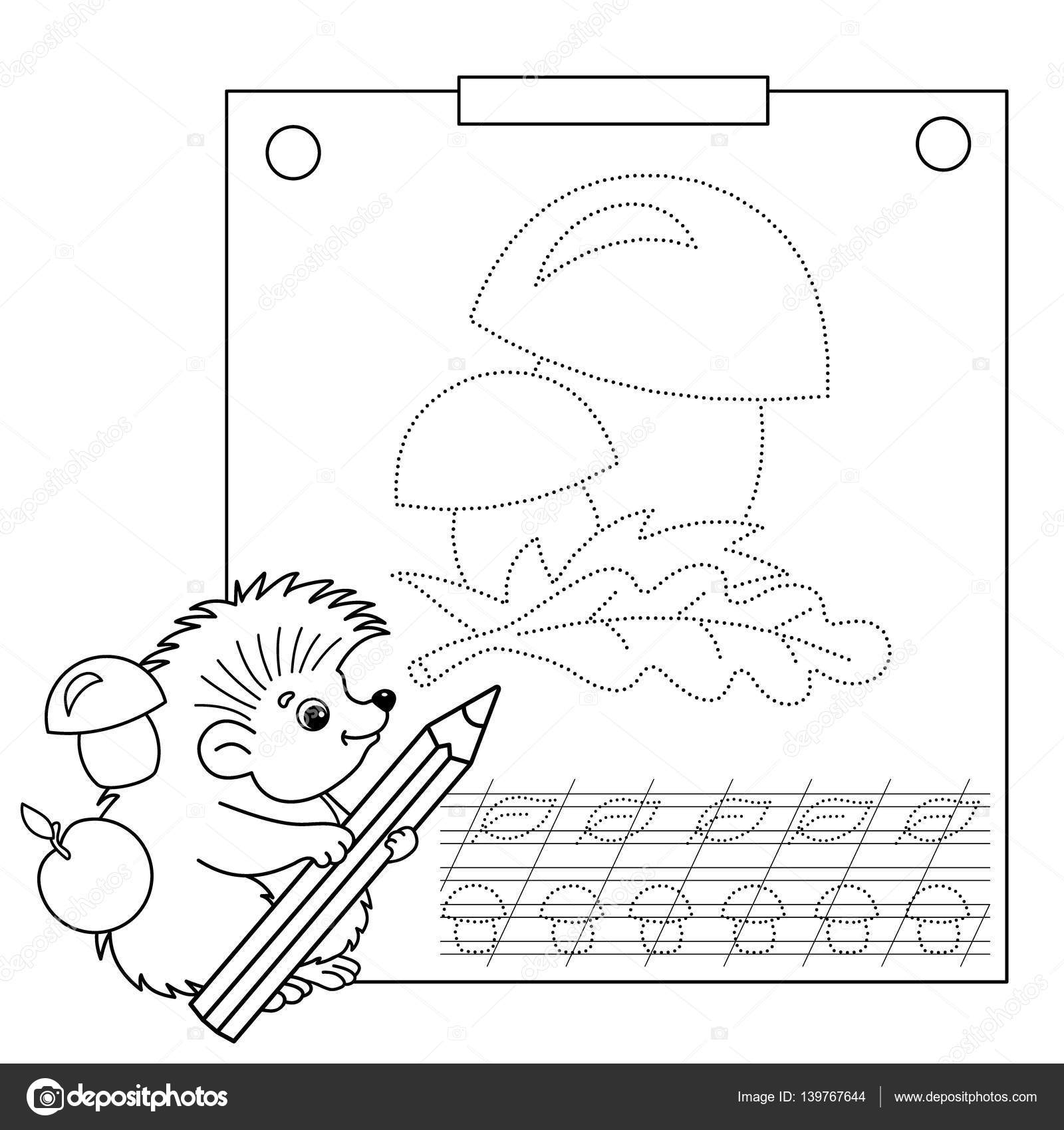 Connect the dots picture and coloring page tracing worksheet puzzle for kids cartoon mushrooms coloring page outline of hedgehog with pencil coloring book for children stock vector by oleon