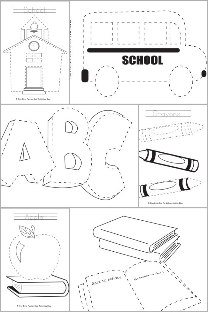 Free printable tracing pages for kids with school theme kids activities blog