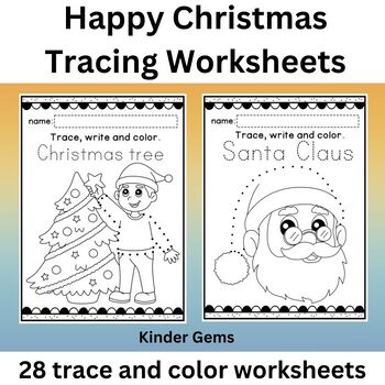 Happy christmas tracing worksheets coloring pages preschool kindergarten