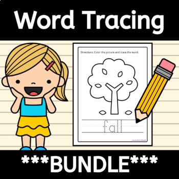 Word tracing worksheets bundle