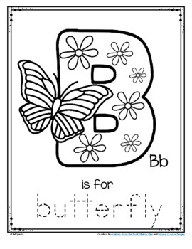 Letter b is for butterfly trace and color printable spring summer free