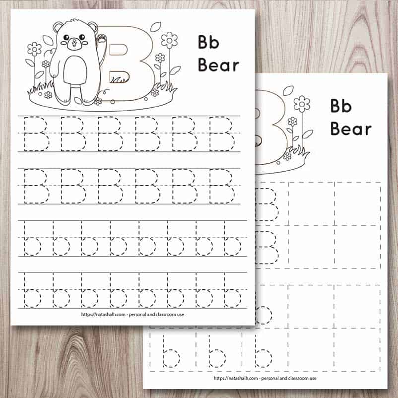 Free printable letter b tracing worksheets
