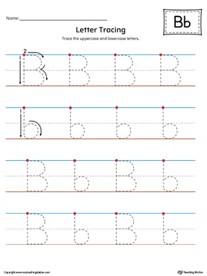 Free letter b tracing printable worksheet color