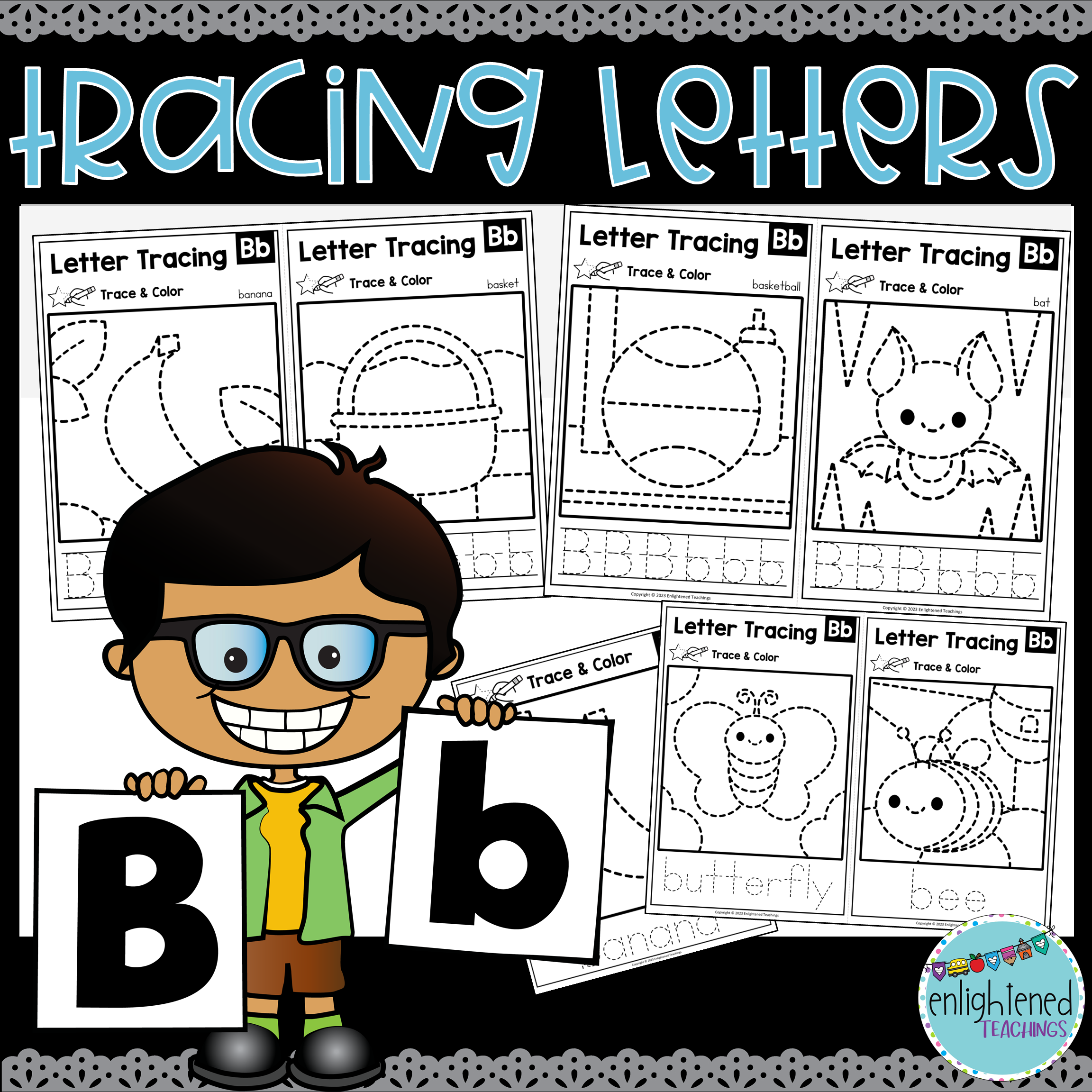 Letter b tracing worksheets letter tracing mats letter b trace color made by teachers