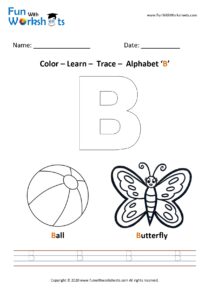Capital letter b color learn and trace