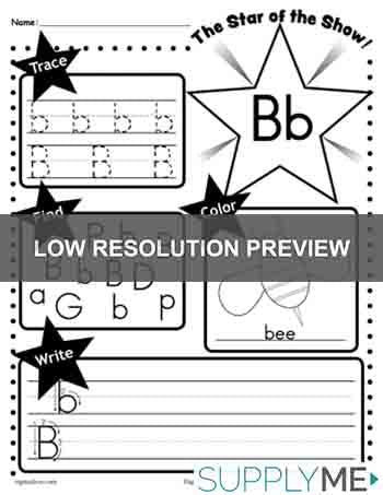 Letter b worksheet tracing coloring writing more â