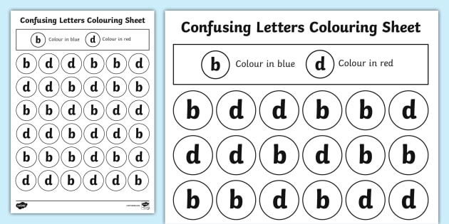 Nfusing letters louring worksheets b and d