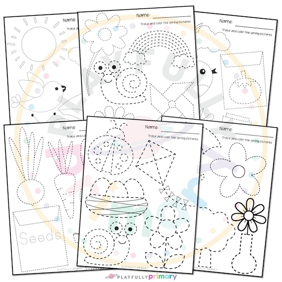 Spring tracing worksheets spring coloring pages for kids spring fine motor activities for preschool kindergarten homeschool