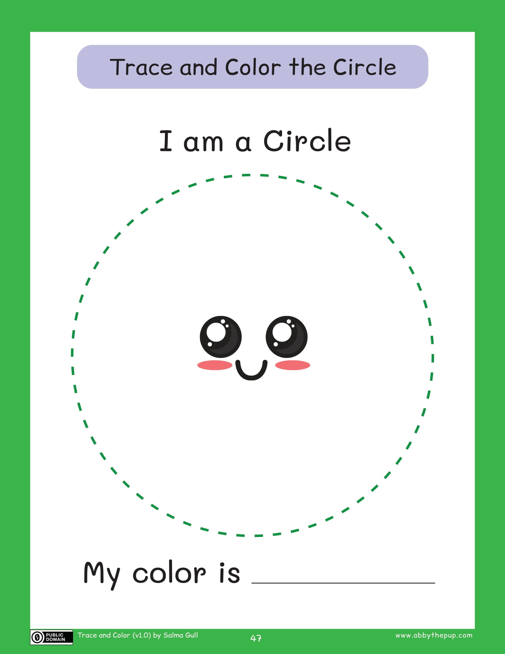 Trace and color the circle worksheet free printable puzzle games