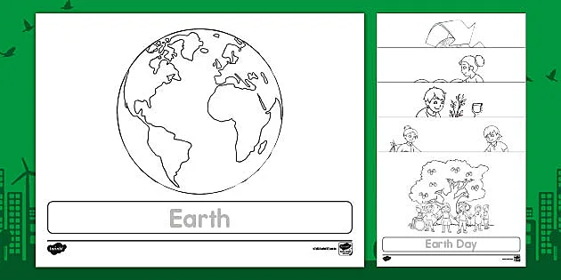 Printable earth day coloring page activity usa