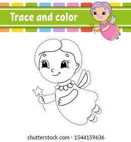 Trace color coloring page kids handwriting stock vector royalty free