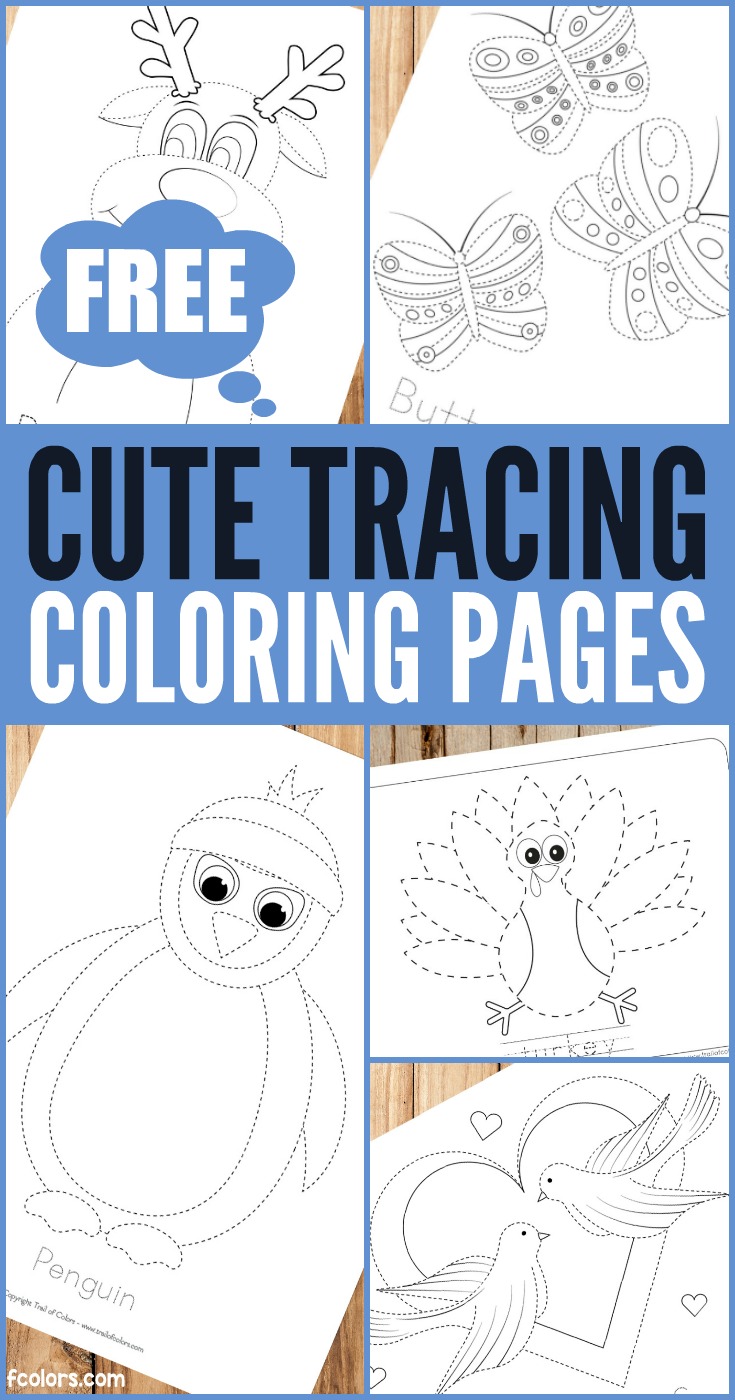 Free printable tracing coloring pages for kids